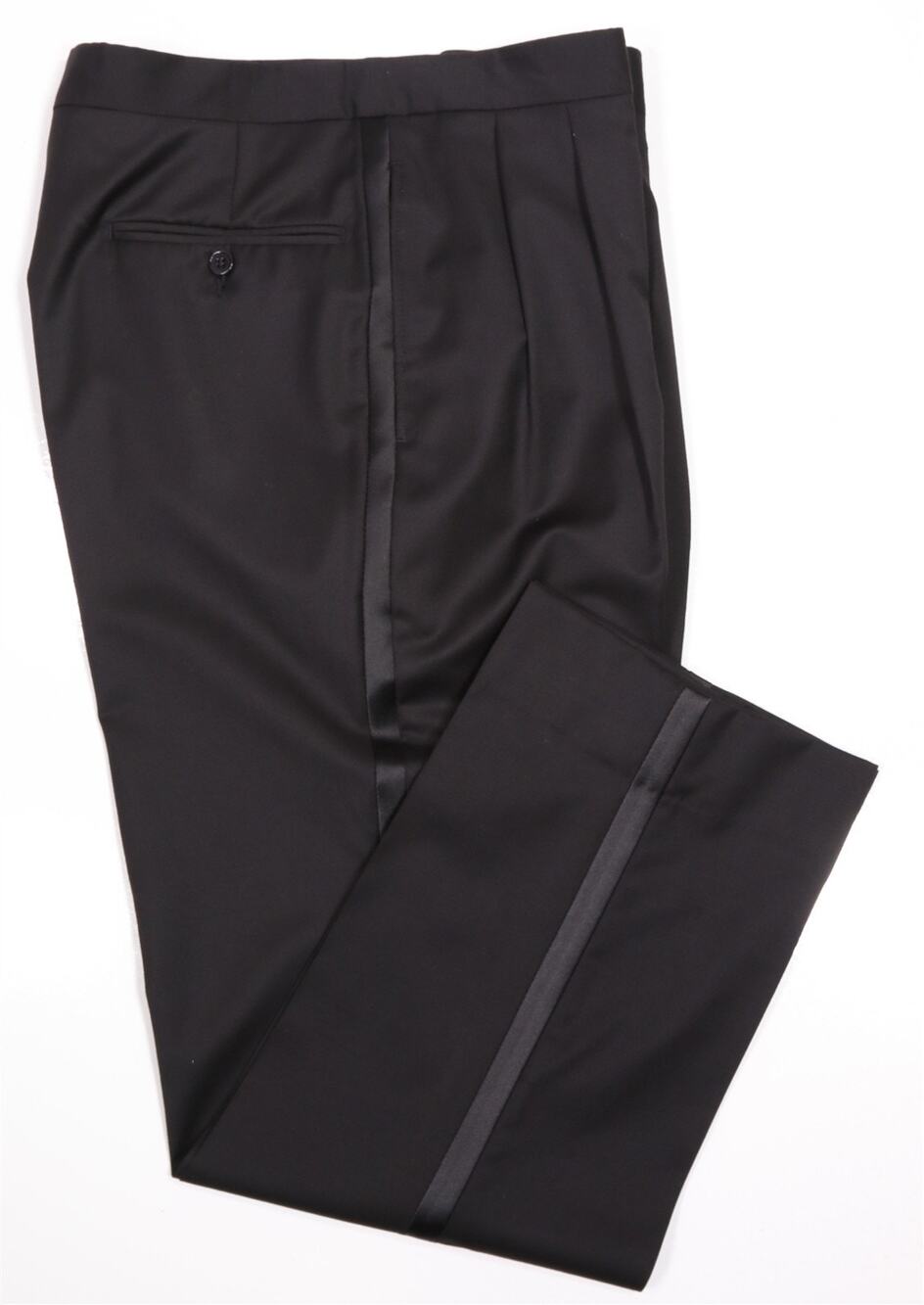 Jos A Bank Signature Black Pleated Wool Formal Wedding Pants Trousers 34x31